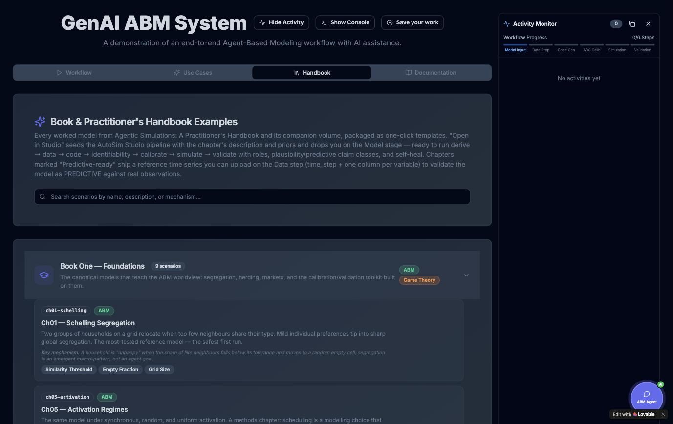The template library — 500+ scenarios and all 17 handbook models, one click from a validated run.